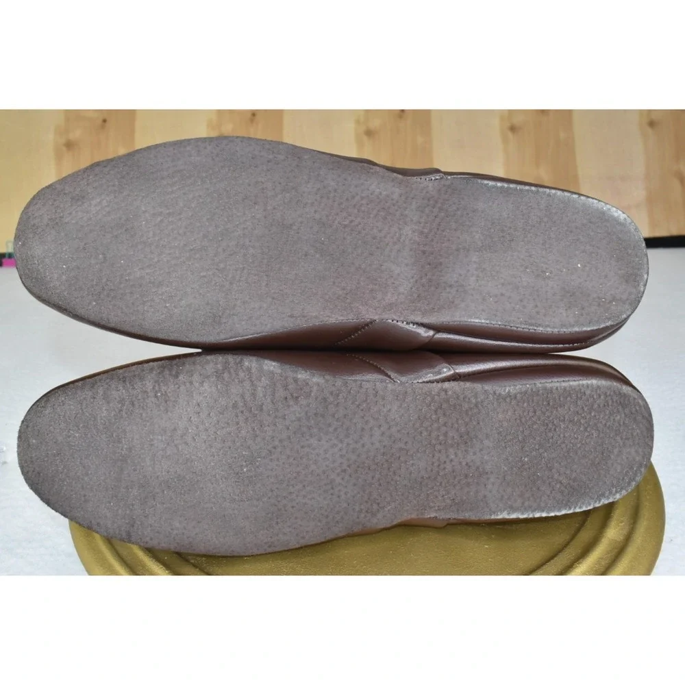 Vermont Country Store Men House Slippers Size 13 Brown Leather Slip On Indoor